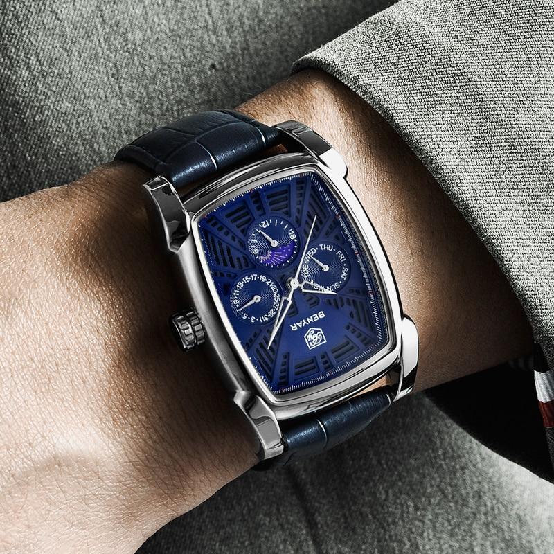 Square Luxury Mens Watch Analog Waterproof Quartz Sport Stylish Leather Strap Wrist Watch Business Design For Men Watches - Tophatter Daily Deals