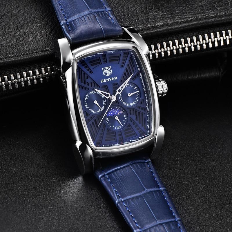 Square Luxury Mens Watch Analog Waterproof Quartz Sport Stylish Leather Strap Wrist Watch Business Design For Men Watches - Tophatter Daily Deals
