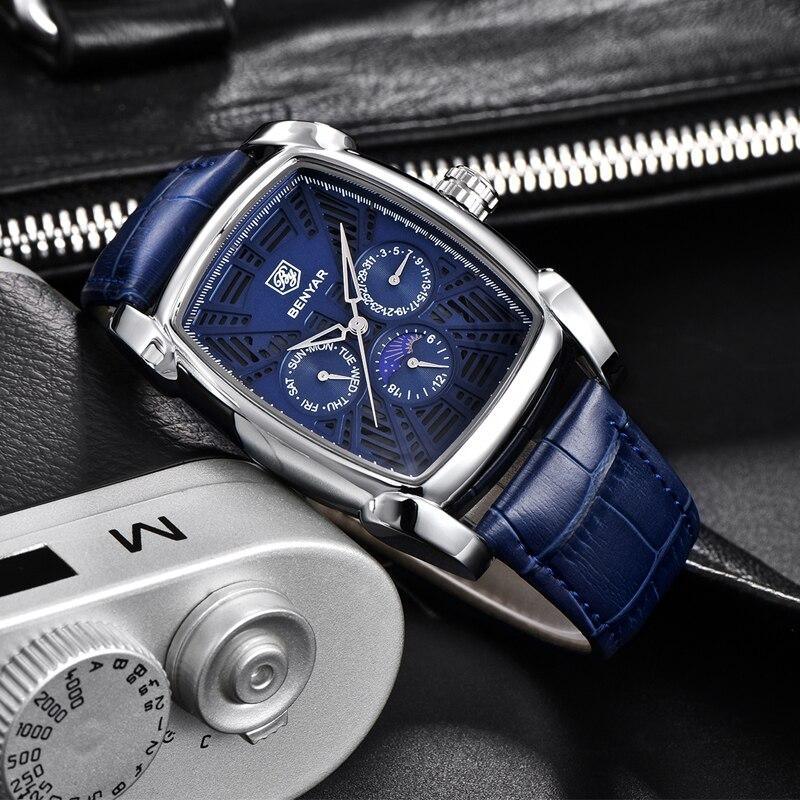 Square Luxury Mens Watch Analog Waterproof Quartz Sport Stylish Leather Strap Wrist Watch Business Design For Men Watches - Tophatter Daily Deals