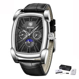 Square Luxury Mens Watch Analog Waterproof Quartz Sport Stylish Leather Strap Wrist Watch Business Design For Men Silver gray Watches - Tophatter Daily Deals