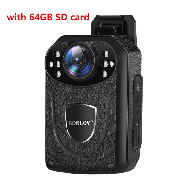 Boblov KJ21 Body Worn Camera HD 1296P DVR Video Security Cam IR Night Vision Wearable Mini Camcorders police camera camera with 64GB - Tophatter Daily Deals