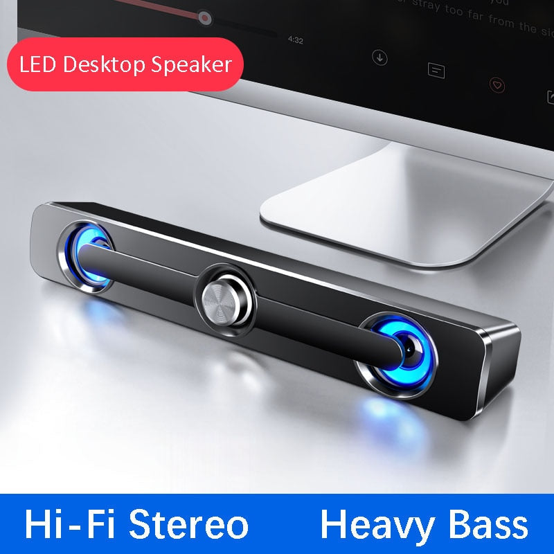 USB Wired Powerful Computer Speaker Bar Stereo Subwoofer Bass speaker Surround Sound Box for PC Laptop phone Tablet MP3 MP4 - Tophatter Daily Deals
