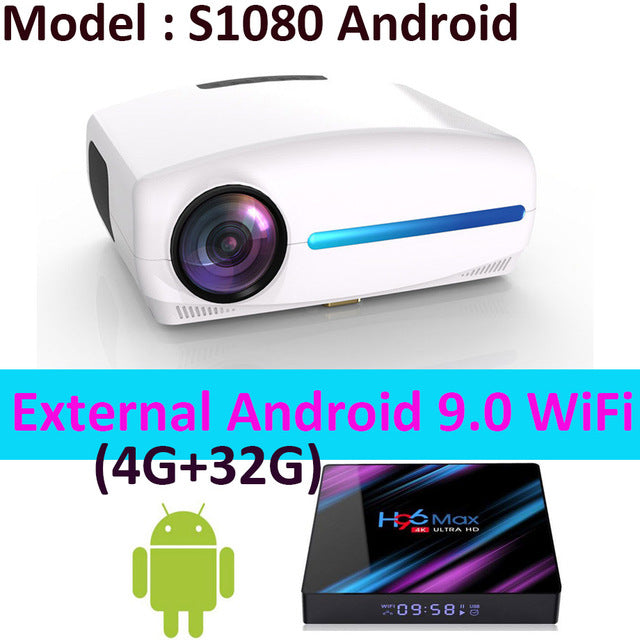 Smartldea 1080P 4K Full HD Projector,Android 9.0 Optional,1920x1080P Resolution 6500lumen,LED Proyector Home Theater,3D Beamer Android VersionWhite - Tophatter Daily Deals