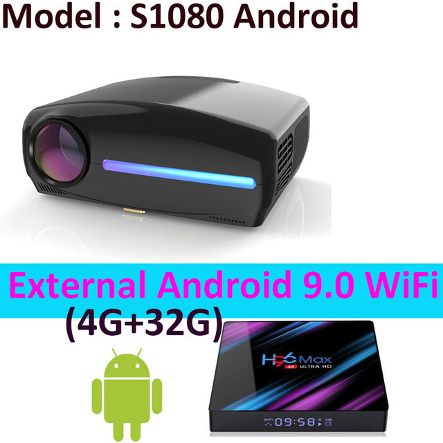 Smartldea 1080P 4K Full HD Projector,Android 9.0 Optional,1920x1080P Resolution 6500lumen,LED Proyector Home Theater,3D Beamer Android VersionBlack - Tophatter Daily Deals