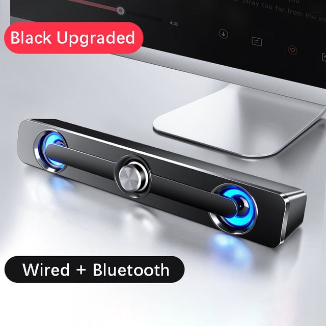 USB Wired Powerful Computer Speaker Bar Stereo Subwoofer Bass speaker Surround Sound Box for PC Laptop phone Tablet MP3 MP4 Black Bluetooth Speaker - Tophatter Daily Deals