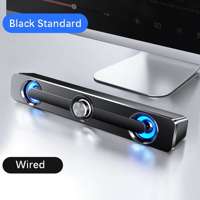 USB Wired Powerful Computer Speaker Bar Stereo Subwoofer Bass speaker Surround Sound Box for PC Laptop phone Tablet MP3 MP4 Black No Bluetooth Speaker - Tophatter Daily Deals