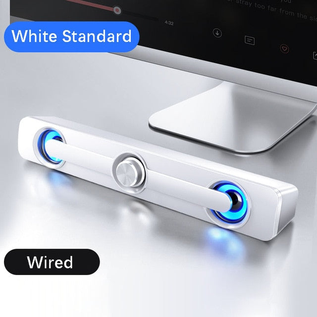 USB Wired Powerful Computer Speaker Bar Stereo Subwoofer Bass speaker Surround Sound Box for PC Laptop phone Tablet MP3 MP4 White No Bluetooth Speaker - Tophatter Daily Deals