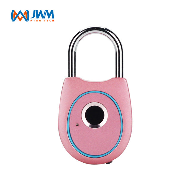 JWM Fingerprint Lock Smart Door Padlock lock Anti-Theft Keyless Electric Padlock Security USB Rechargeable Luggage Lock Pink - Tophatter Daily Deals