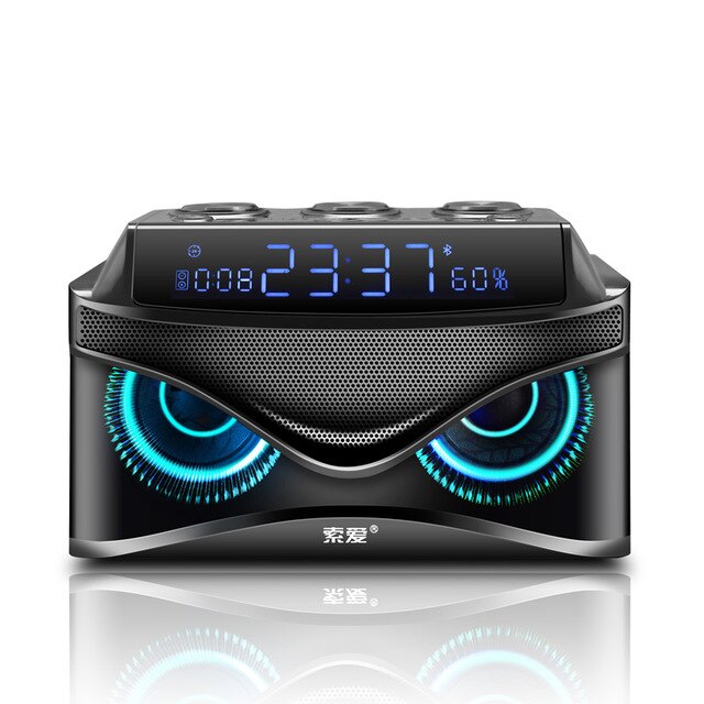 SOAIY 3D Stereo Speaker 25W Premium Portable Wireless Bluetooth Speaker Stereo Bass HD Sound Funny LED Light Speaker Gift Black - Tophatter Daily Deals