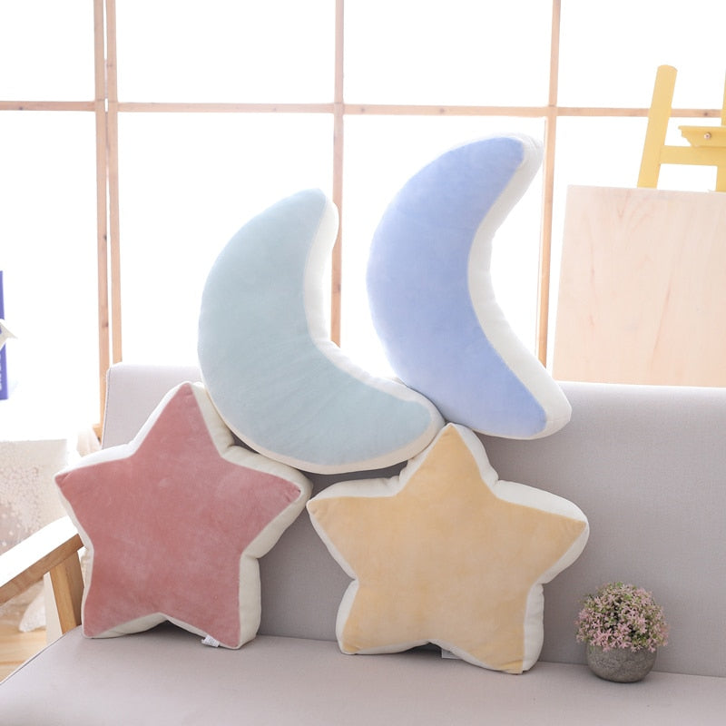 Pastel Rainbow Cloud Plush Moon Multicoloured Stripey Candy Star Moon Plush Rainbows - Tophatter Daily Deals