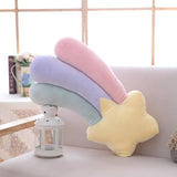 Pastel Rainbow Cloud Plush Moon Multicoloured Stripey Candy Star Moon Plush Meteor - 55cm x 30cm Rainbows - Tophatter Daily Deals