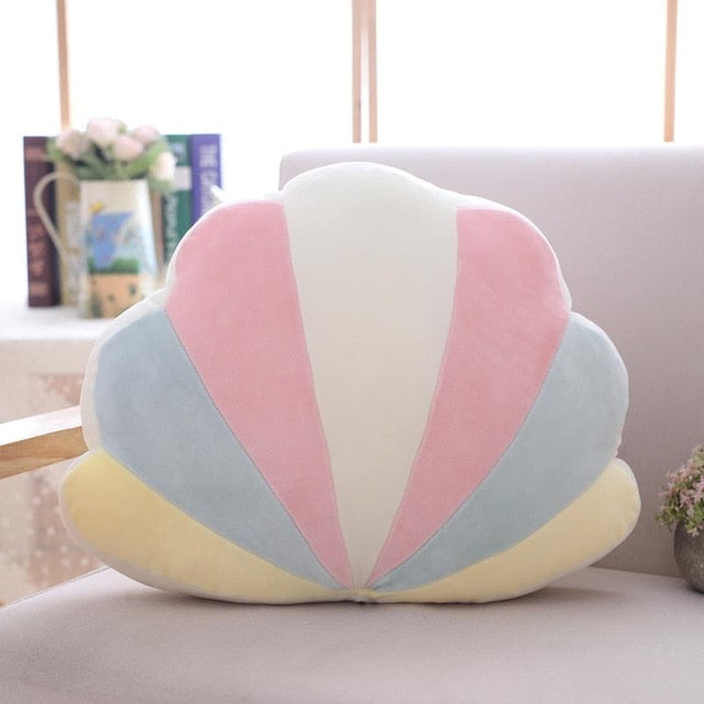 Pastel Rainbow Cloud Plush Moon Multicoloured Stripey Candy Star Moon Plush Shell Pink - 45cm x 35cm Rainbows - Tophatter Daily Deals