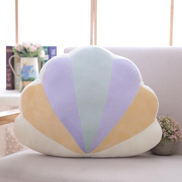 Pastel Rainbow Cloud Plush Moon Multicoloured Stripey Candy Star Moon Plush Shell Blue - 45cm x 35cm Rainbows - Tophatter Daily Deals