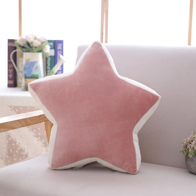 Pastel Rainbow Cloud Plush Moon Multicoloured Stripey Candy Star Moon Plush Pink Star - 36cm x 36cm Rainbows - Tophatter Daily Deals
