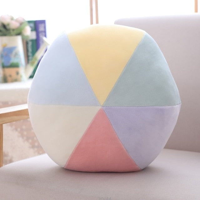 Pastel Rainbow Cloud Plush Moon Multicoloured Stripey Candy Star Moon Plush Round Pillow Yellow Rainbows - Tophatter Daily Deals