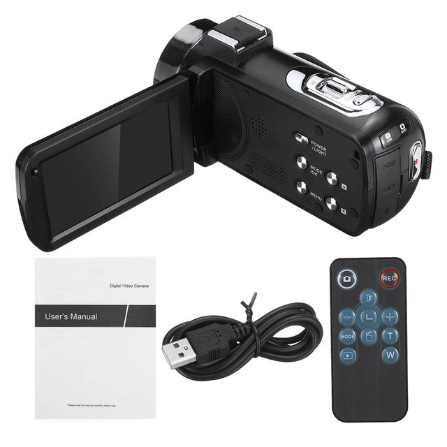 30MP Professional 4K 1080P HD Camcorder Video Camera Night Vision 3.0 Inch HD Camera 18X Digital Zoom Camera With Mic Standard - Tophatter Daily Deals