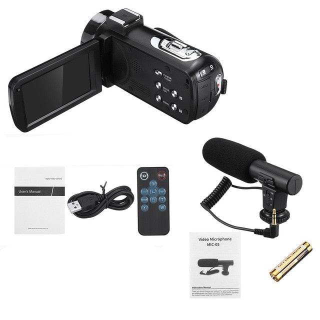 30MP Professional 4K 1080P HD Camcorder Video Camera Night Vision 3.0 Inch HD Camera 18X Digital Zoom Camera With Mic With Mic - Tophatter Daily Deals