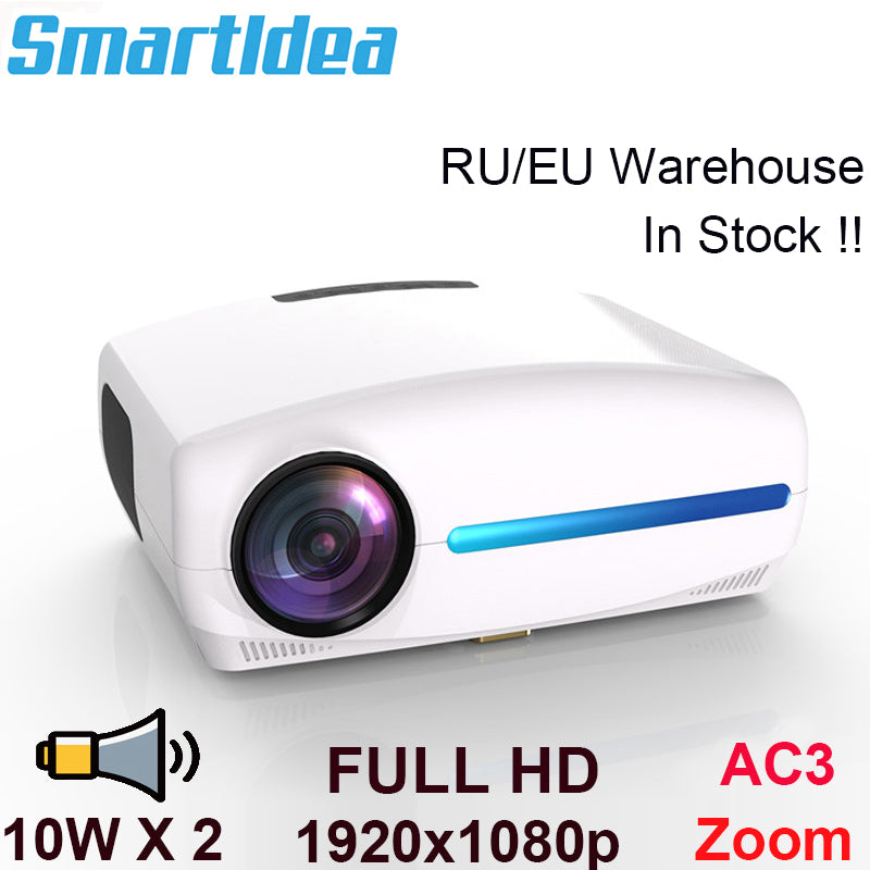 Smartldea 1080P 4K Full HD Projector,Android 9.0 Optional,1920x1080P Resolution 6500lumen,LED Proyector Home Theater,3D Beamer - Tophatter Daily Deals