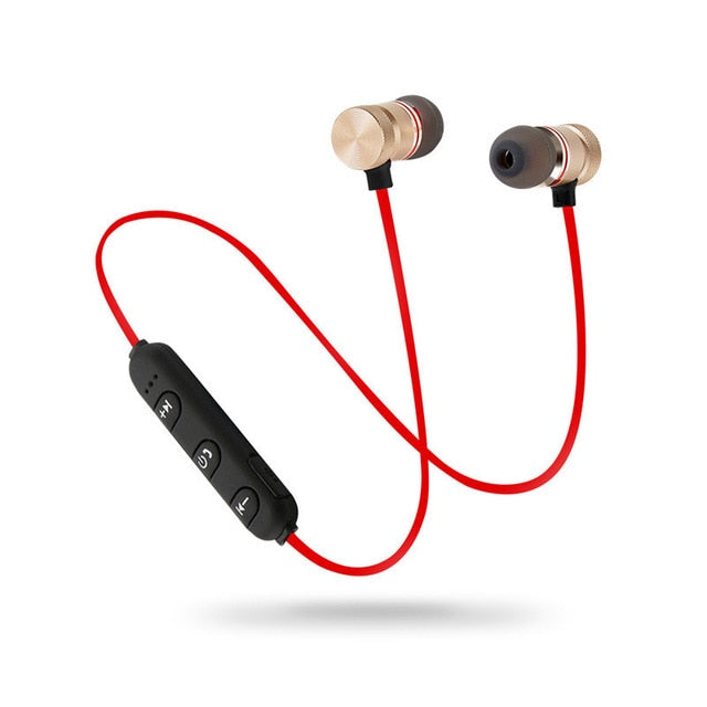 5.0 Bluetooth Earphone Sports Neckband Magnetic Wireless earphones Stereo Earbuds Music Metal Headphones With Mic For All Phones Red - Tophatter Daily Deals