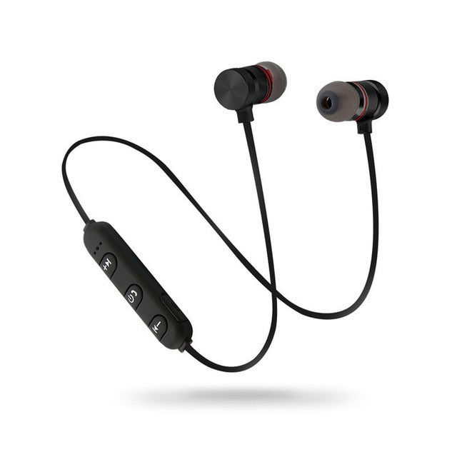 5.0 Bluetooth Earphone Sports Neckband Magnetic Wireless earphones Stereo Earbuds Music Metal Headphones With Mic For All Phones Black - Tophatter Daily Deals