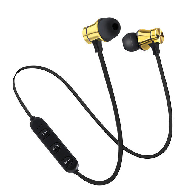 Magnetic Wireless bluetooth Earphone XT11 music headset Phone Neckband sport Earbuds Earphone with Mic For iPhone Samsung Xiaomi Gold - Tophatter Daily Deals