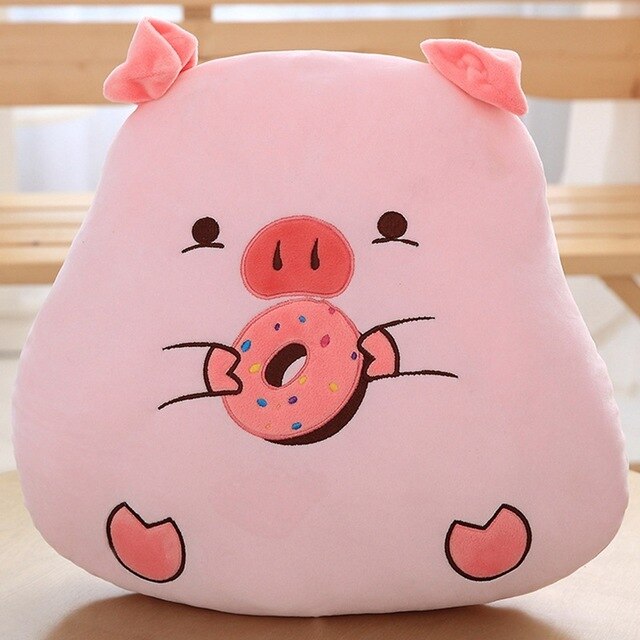 Pink Piggy Plush Pillow Soft Stuffed Donuts or Onigiri Pink Doughnut Animals - Tophatter Daily Deals