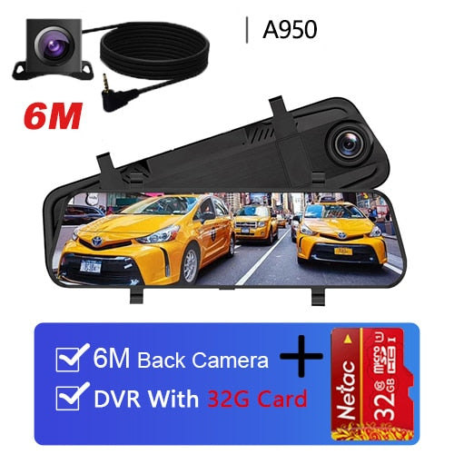 Dual 1080P 4G Android 8.1 10 Inch Stream Media Car Rearview Mirror Bluetooth Camera Car Dvr ADAS Super Night WiFi GPS Dash Cam A950 With 32G - Tophatter Daily Deals