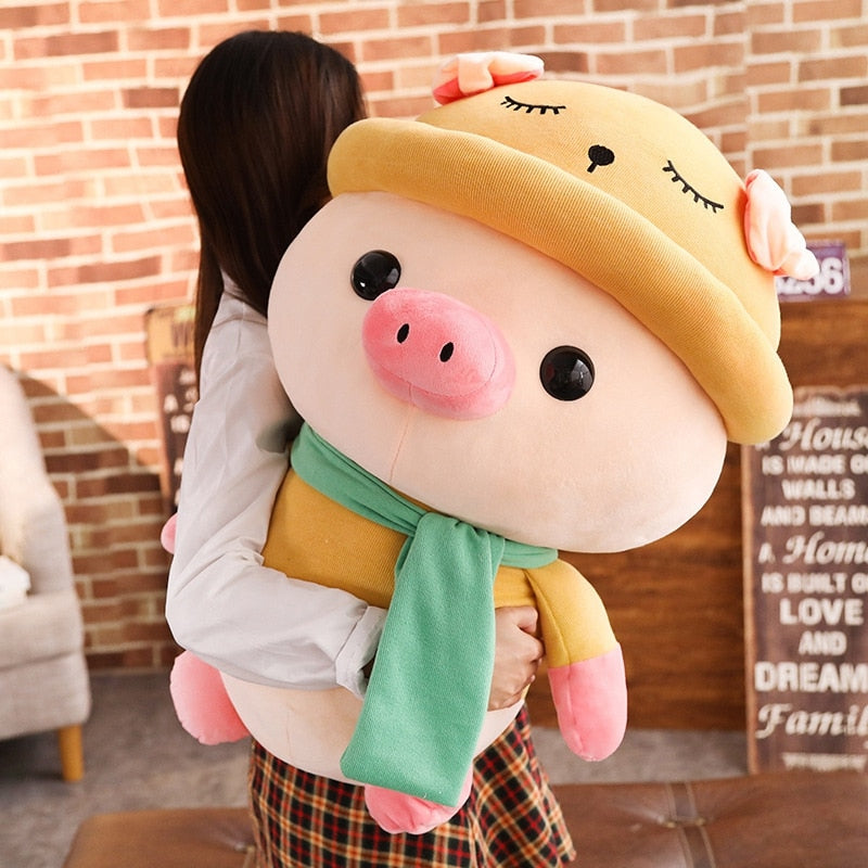 Pig with Scarf and Hat Stuffed Animal Pig Plush Animals - Tophatter Daily Deals