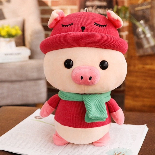 Pig with Scarf and Hat Stuffed Animal Pig Plush Red Animals - Tophatter Daily Deals