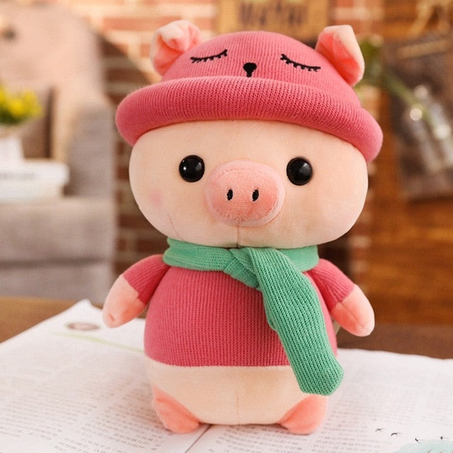 Pig with Scarf and Hat Stuffed Animal Pig Plush Pink Animals - Tophatter Daily Deals