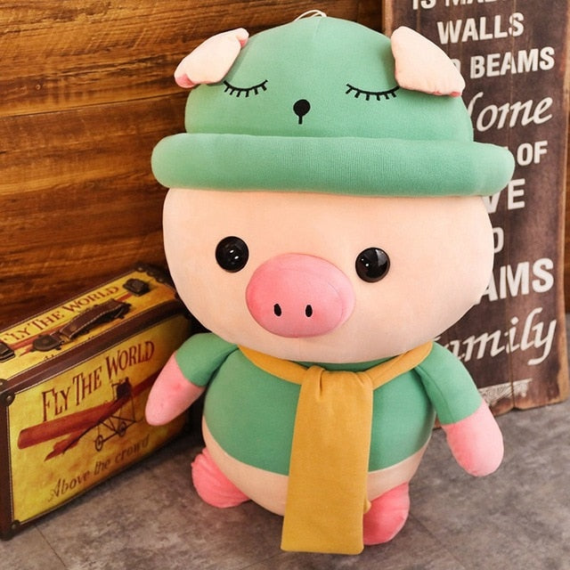Pig with Scarf and Hat Stuffed Animal Pig Plush Green Animals - Tophatter Daily Deals