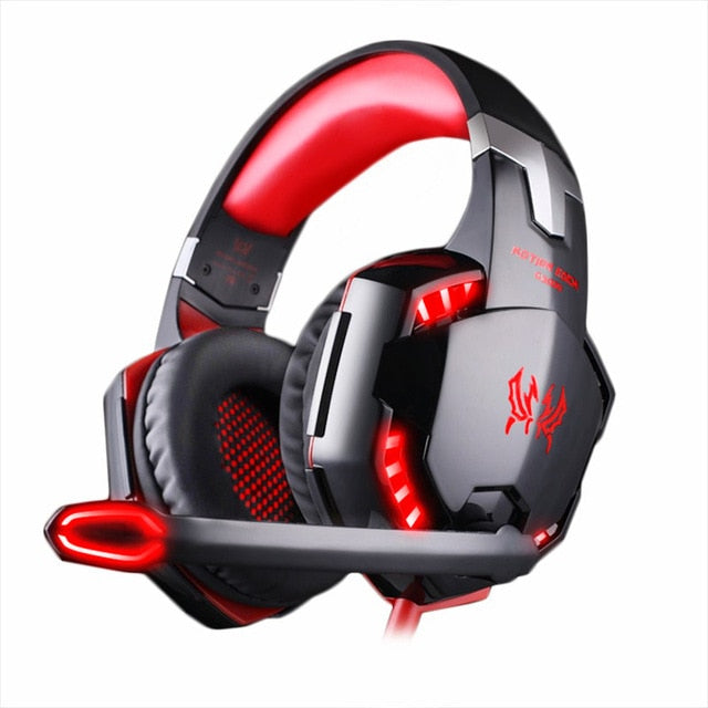 KOTION EACH PS4 Gaming Headset Deep bass Stereo Casque Wired Game Earphones Gaming Headphones with Microphone for PS4 PC Laptop G2000Black red - Tophatter Daily Deals