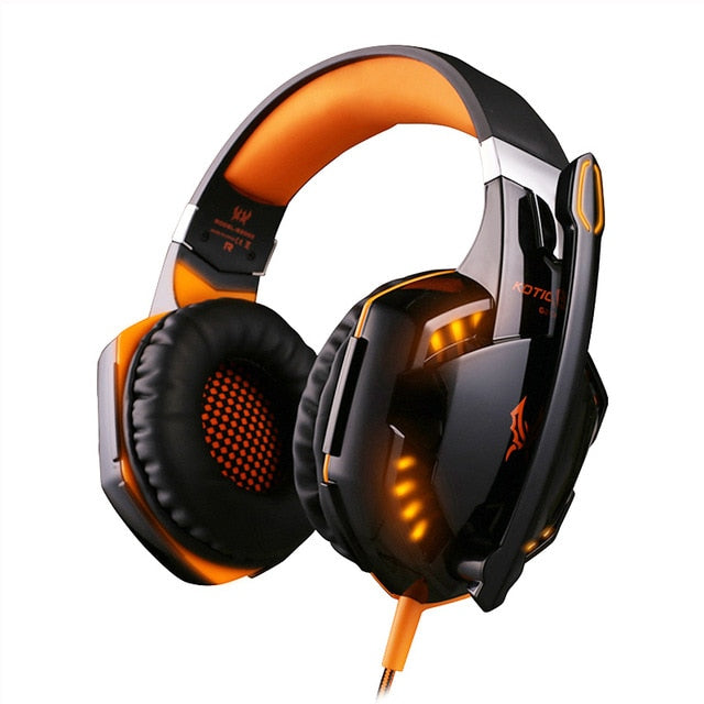 KOTION EACH PS4 Gaming Headset Deep bass Stereo Casque Wired Game Earphones Gaming Headphones with Microphone for PS4 PC Laptop G2000 Black orange - Tophatter Daily Deals