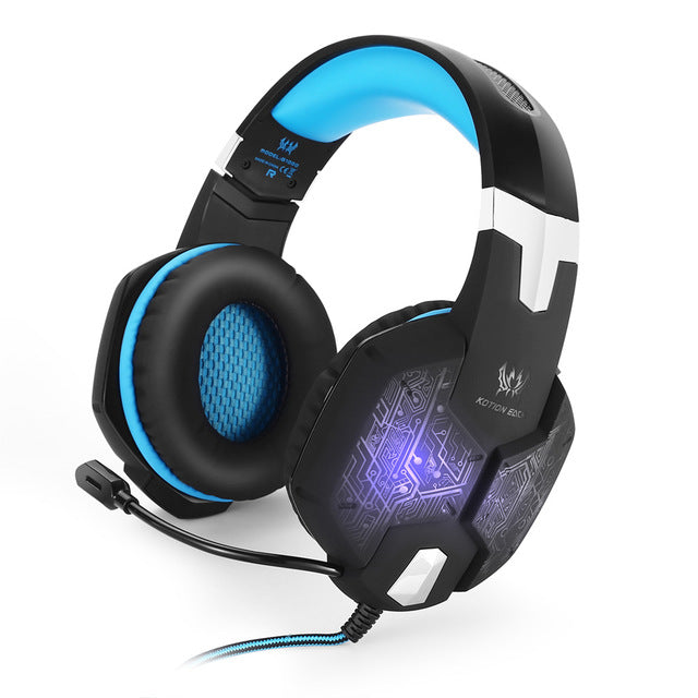 KOTION EACH PS4 Gaming Headset Deep bass Stereo Casque Wired Game Earphones Gaming Headphones with Microphone for PS4 PC Laptop G1000 Black blue - Tophatter Daily Deals