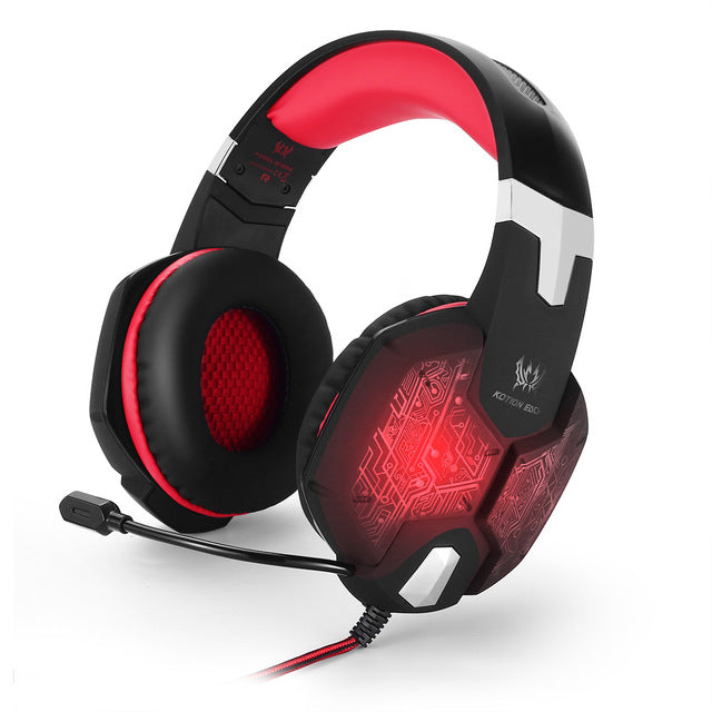 KOTION EACH PS4 Gaming Headset Deep bass Stereo Casque Wired Game Earphones Gaming Headphones with Microphone for PS4 PC Laptop G1000 Black red - Tophatter Daily Deals