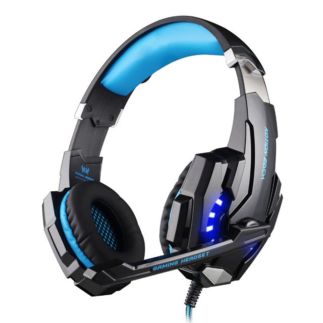 KOTION EACH PS4 Gaming Headset Deep bass Stereo Casque Wired Game Earphones Gaming Headphones with Microphone for PS4 PC Laptop G9000 Black blue - Tophatter Daily Deals