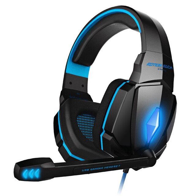 KOTION EACH PS4 Gaming Headset Deep bass Stereo Casque Wired Game Earphones Gaming Headphones with Microphone for PS4 PC Laptop G4000 Black blue - Tophatter Daily Deals