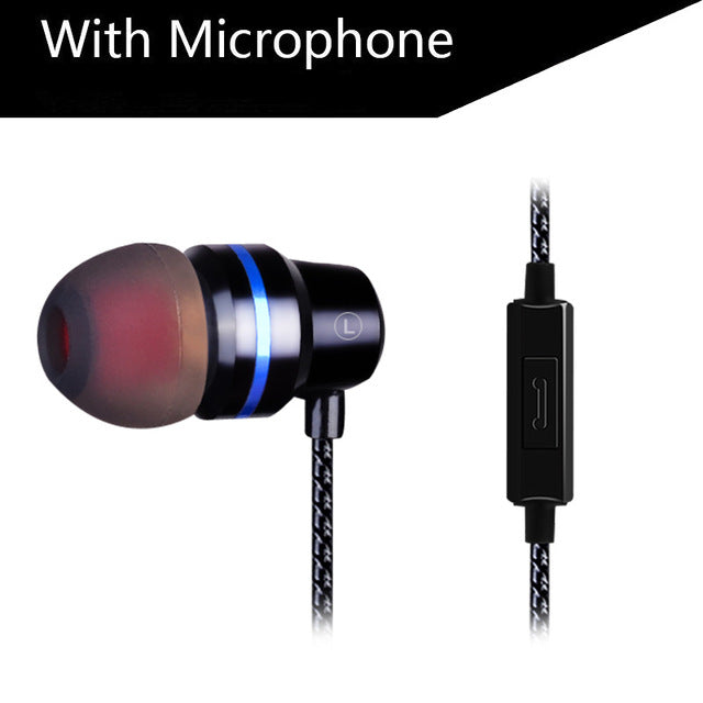 DUSZAKE In-Ear Headphones For Xiaomi Earphone For Phone Stereo Bass Headset Metal Wired Earphone HiFi Headphones Mic for Samsung Black - Tophatter Daily Deals