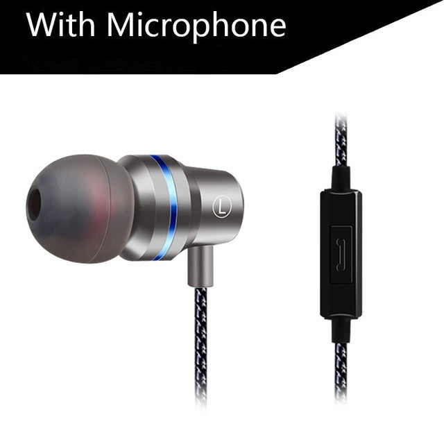 DUSZAKE In-Ear Headphones For Xiaomi Earphone For Phone Stereo Bass Headset Metal Wired Earphone HiFi Headphones Mic for Samsung Silver - Tophatter Daily Deals