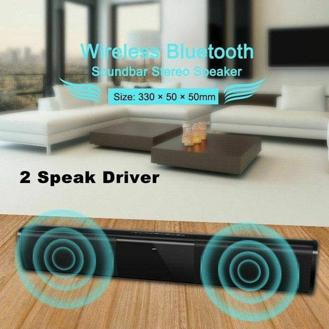 HobbyLane Wireless Soundbar With Bluetooth Wireless Bluetooth Sound Bar Speaker System TV Home Theater Soundbar Subwoofer d25 2 Speak - Tophatter Daily Deals