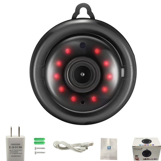 V380 Mini Wifi Camera 1080p IP Camera Wireless CCTV Infrared Night Vision Motion Detection 2-Way Audio Home Security Camcorders EU Plug 2 - Tophatter Daily Deals