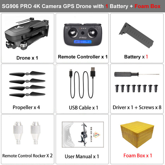 ZLRC Beast SG906 Pro Brushless Motor GPS 5G WIFI FPV 2-Axis Gimbal Professional 4K HD Camera RC Drone Quadcopter Support SD Card 1 battery Foam - Tophatter Daily Deals