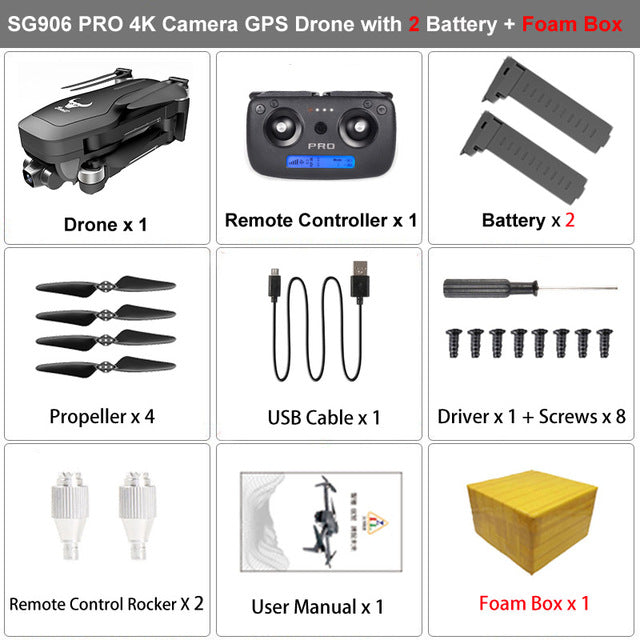 ZLRC Beast SG906 Pro Brushless Motor GPS 5G WIFI FPV 2-Axis Gimbal Professional 4K HD Camera RC Drone Quadcopter Support SD Card 2 battery Foam - Tophatter Daily Deals