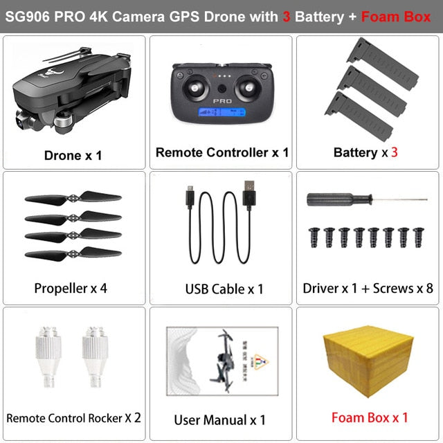 ZLRC Beast SG906 Pro Brushless Motor GPS 5G WIFI FPV 2-Axis Gimbal Professional 4K HD Camera RC Drone Quadcopter Support SD Card 3 battery Foam - Tophatter Daily Deals