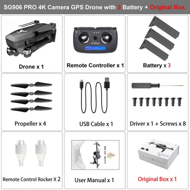 ZLRC Beast SG906 Pro Brushless Motor GPS 5G WIFI FPV 2-Axis Gimbal Professional 4K HD Camera RC Drone Quadcopter Support SD Card 3 battery Box - Tophatter Daily Deals