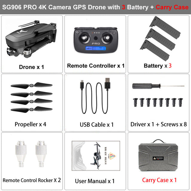 ZLRC Beast SG906 Pro Brushless Motor GPS 5G WIFI FPV 2-Axis Gimbal Professional 4K HD Camera RC Drone Quadcopter Support SD Card 3 battery EPP - Tophatter Daily Deals