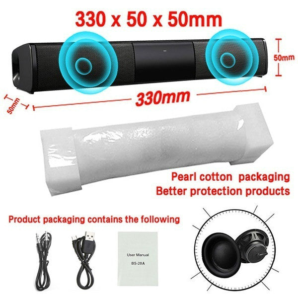 2020 New Luxury Upgrade Best Sound Quality Wireless Bluetooth Soundbar Speaker TV Home Theater Soundbar Subwoofer with RCA Line 330mm no control - Tophatter Daily Deals