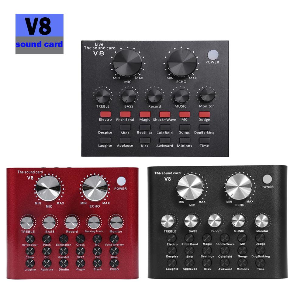 V8 Bluetooth Audio USB Headset Microphone Webcast Live Sound Card 112 kinds of electric sound Broadcast for Phone Computer PC - Tophatter Daily Deals