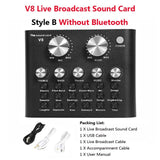 V8 Bluetooth Audio USB Headset Microphone Webcast Live Sound Card 112 kinds of electric sound Broadcast for Phone Computer PC V8 Style B Black - Tophatter Daily Deals