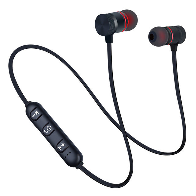 5.0 Bluetooth Earphone Sports Neckband Magnetic Wireless earphones Stereo Earbuds Music Metal Headphones With Mic For All Phones Black - Tophatter Daily Deals